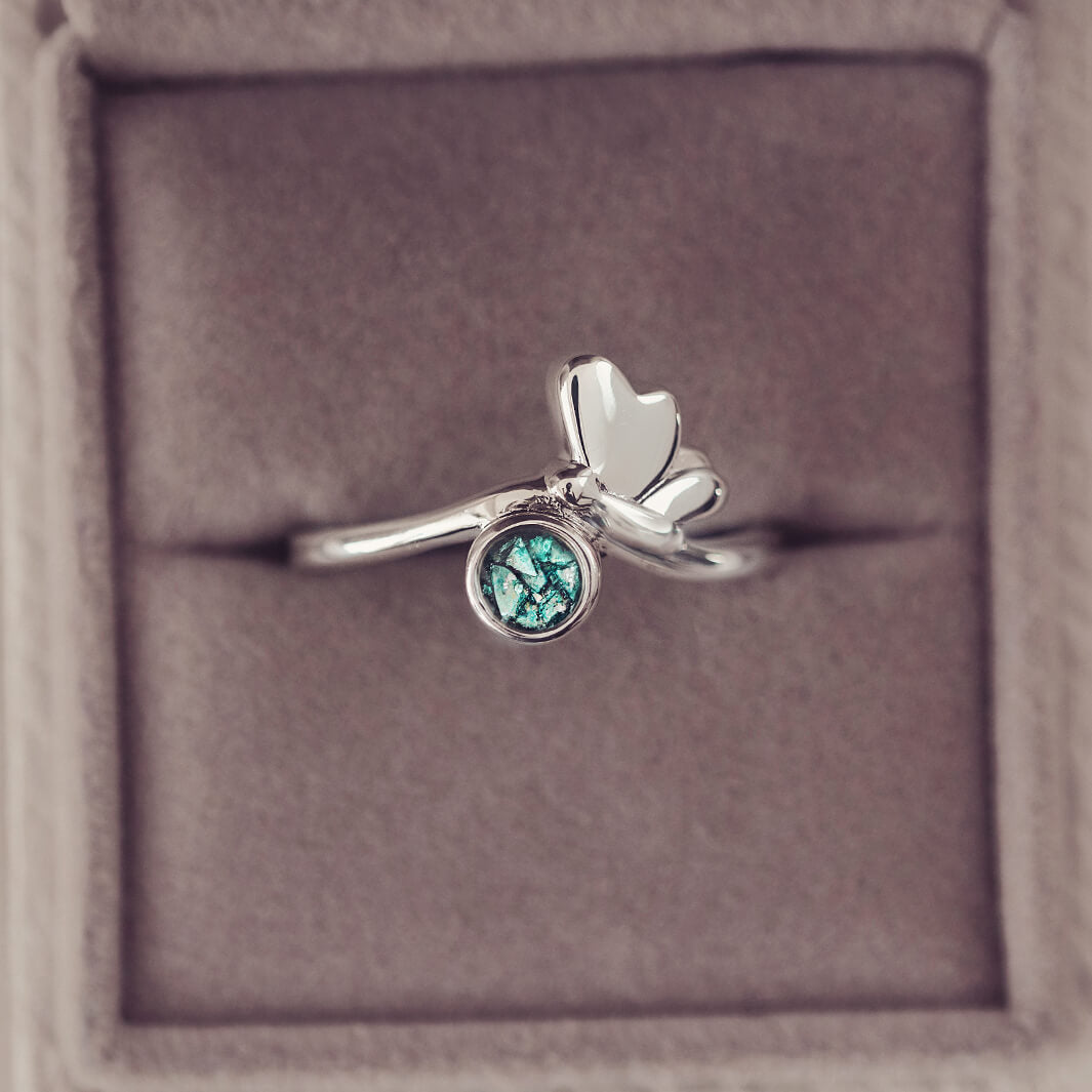 Cremation Ashes Butterfly Ring