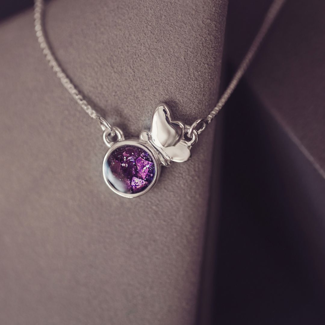 Cremation Ashes Butterfly Necklace