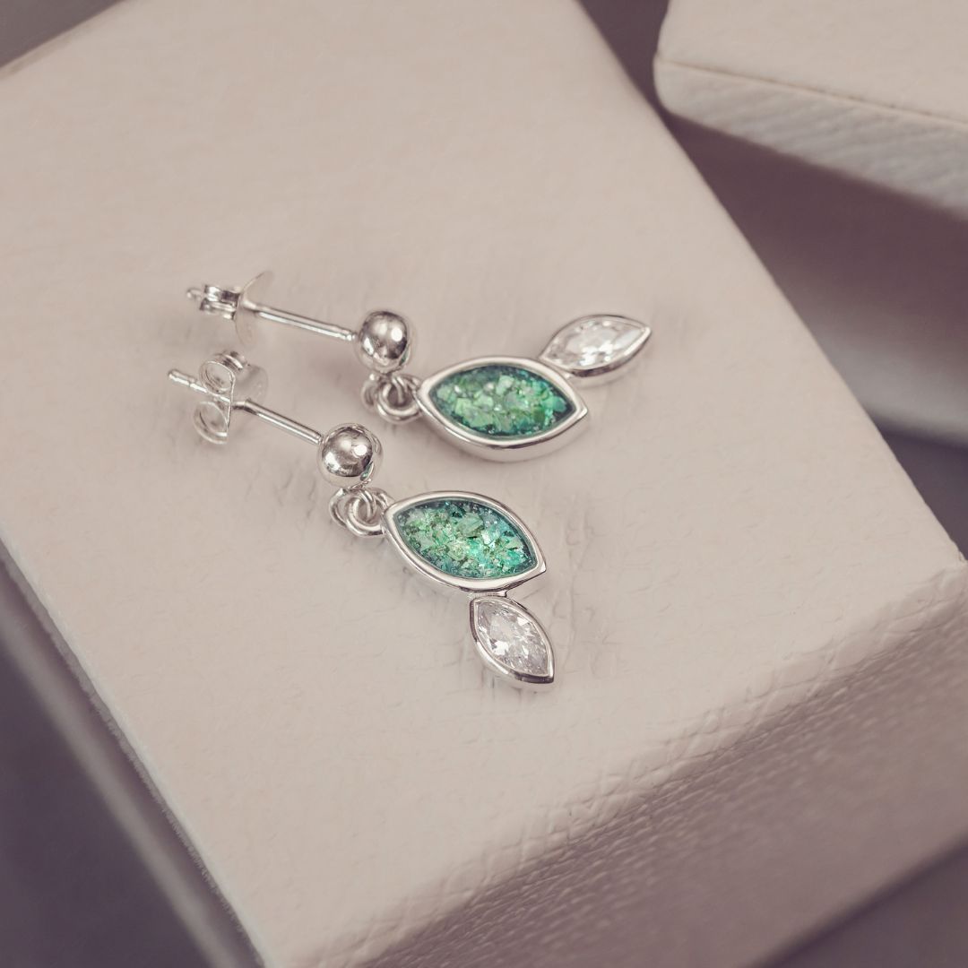 Cascade Marquise Cremation Ashes Earrings