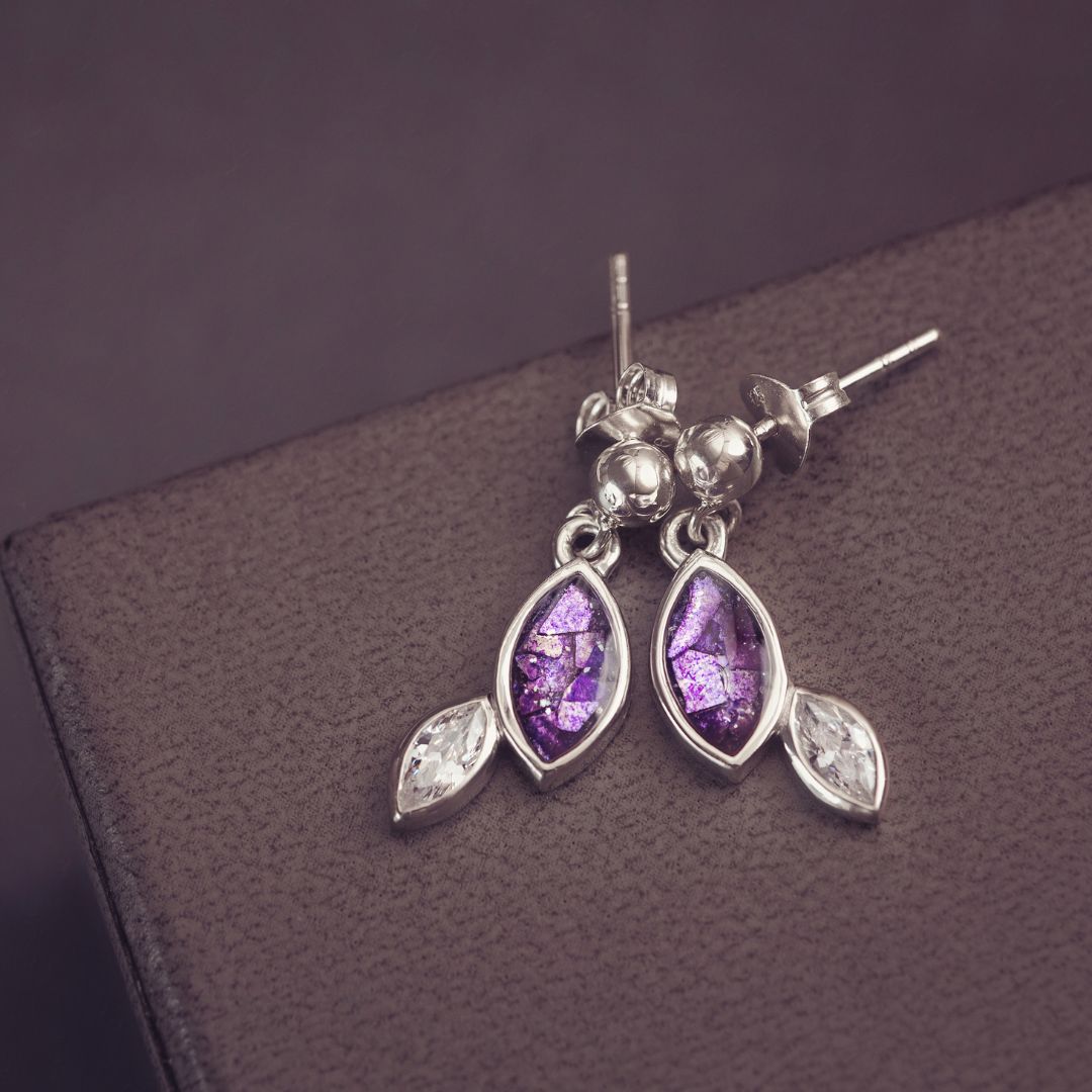 Cascade Marquise Cremation Ashes Earrings