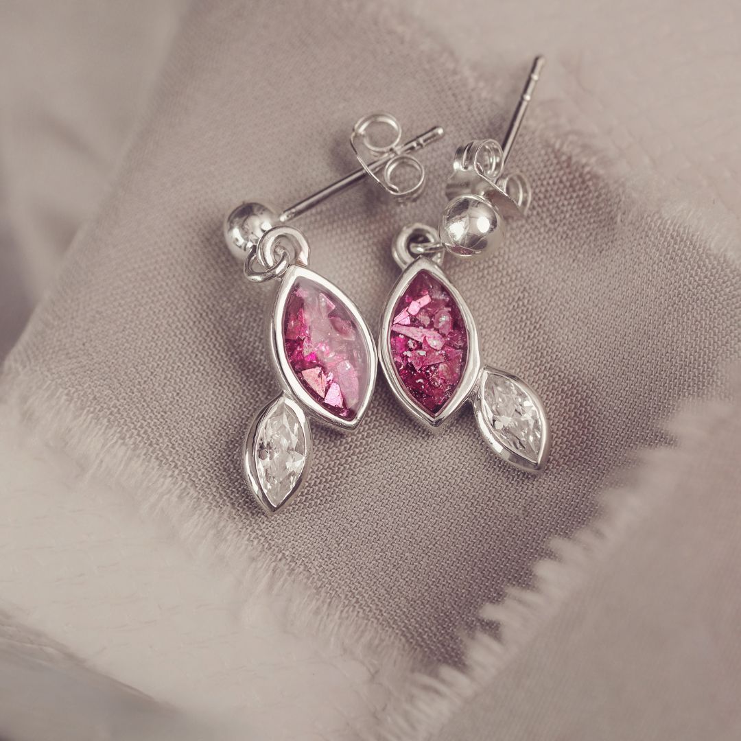 Cascade Marquise Cremation Ashes Earrings