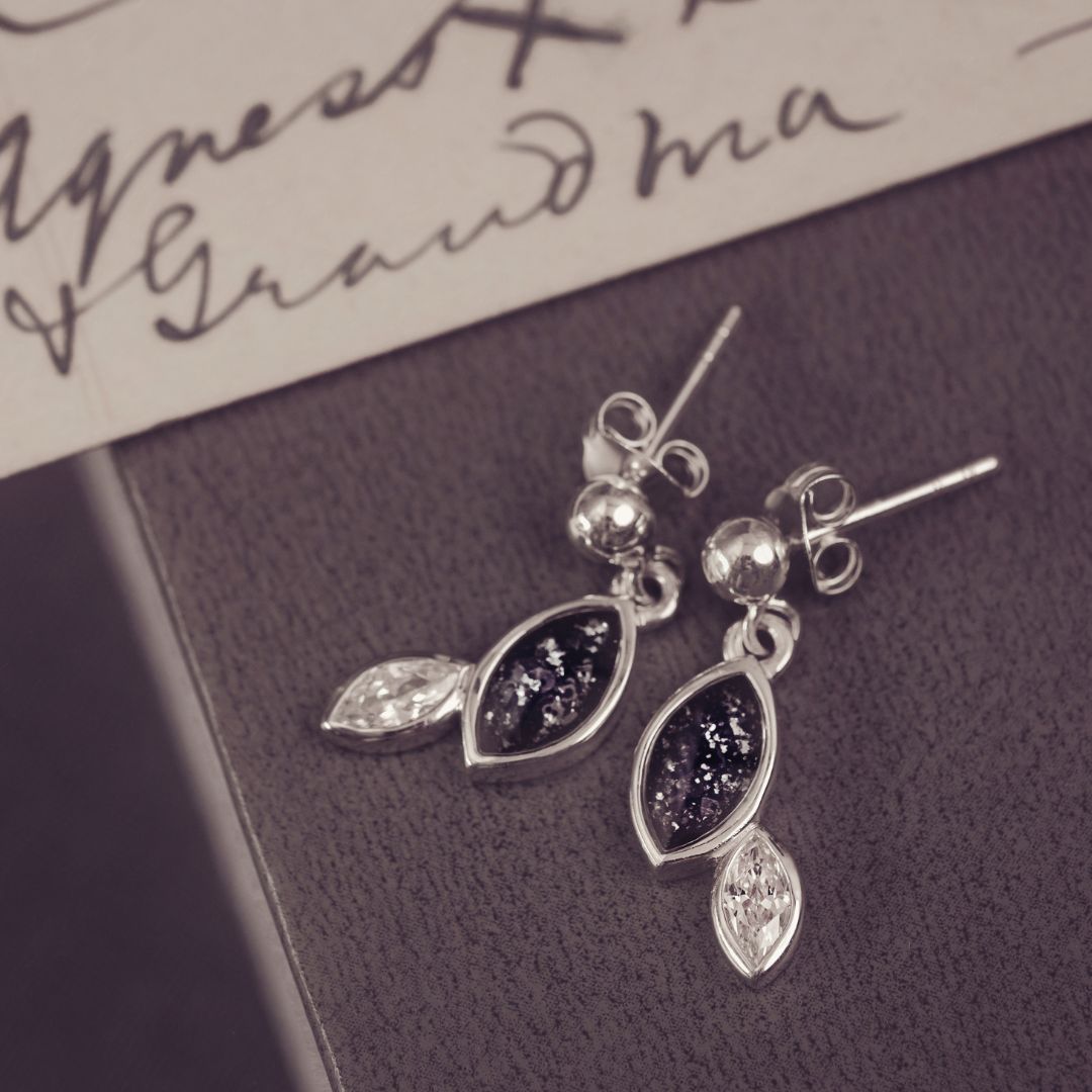 Cascade Marquise Cremation Ashes Earrings