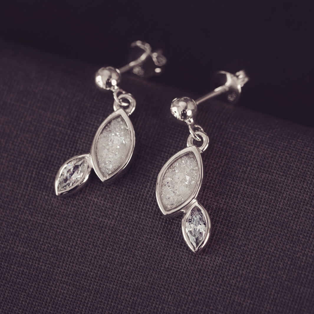Cascade Marquise Cremation Ashes Earrings