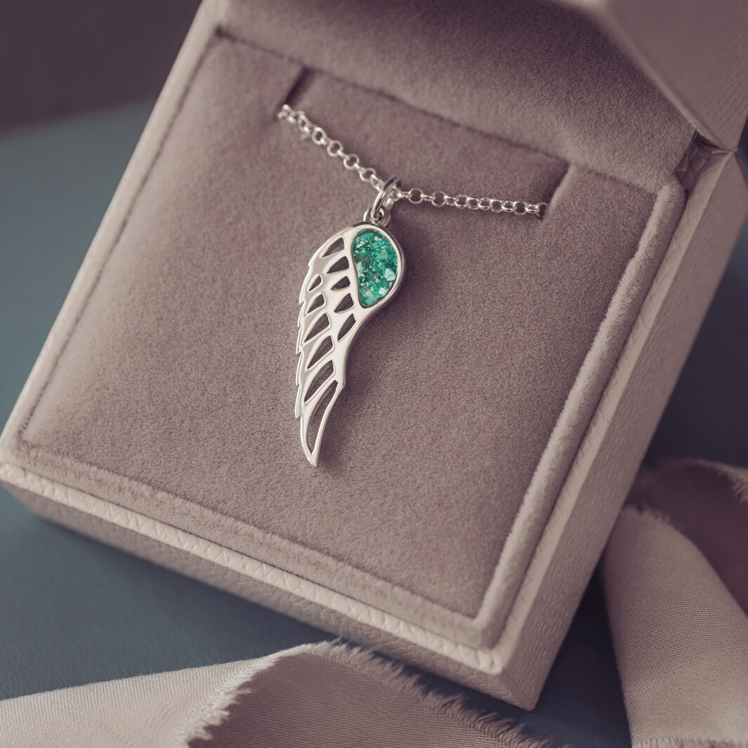 Cremation Ashes Angel Wing Necklace