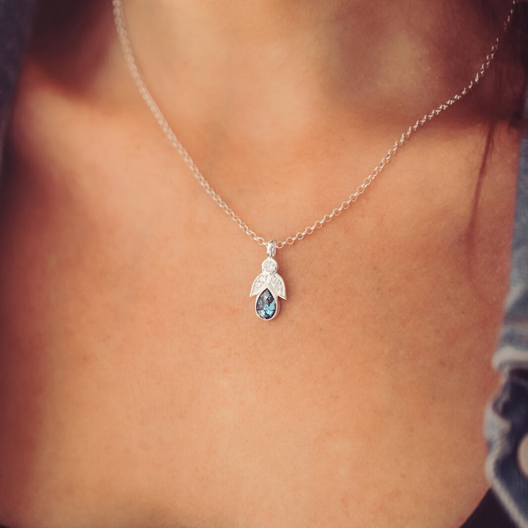 Cremation Ashes Angel Charm Necklace
