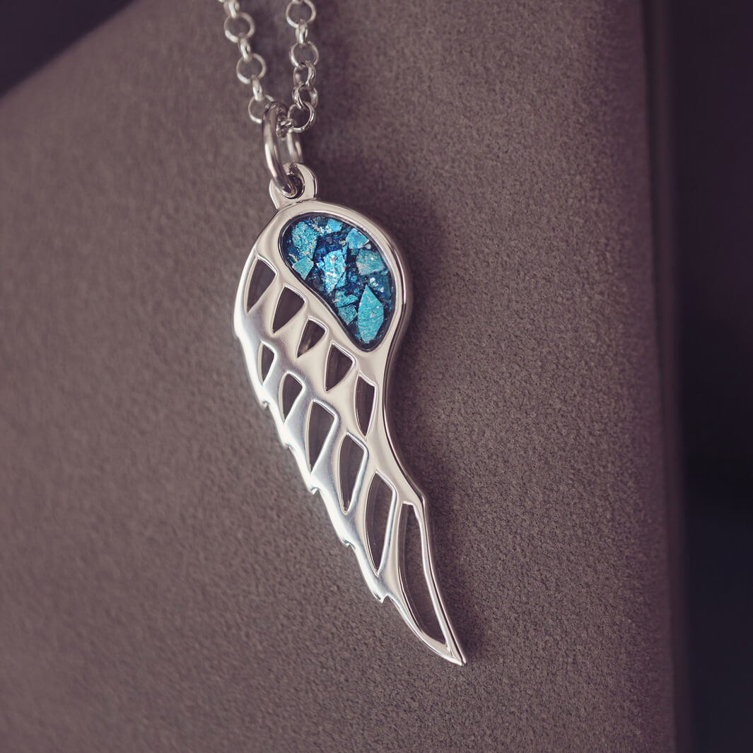 Cremation Ashes Angel Wing Necklace
