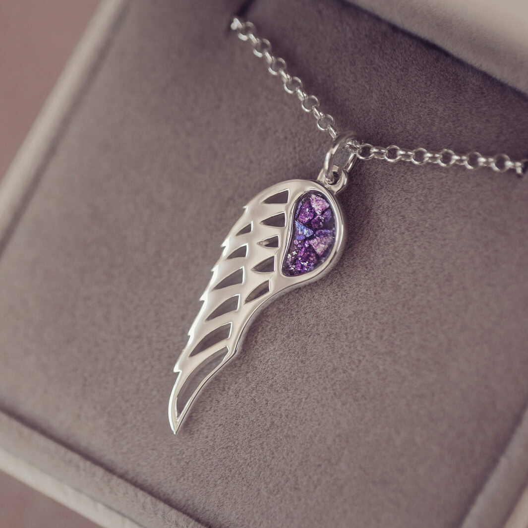 Cremation Ashes Angel Wing Necklace