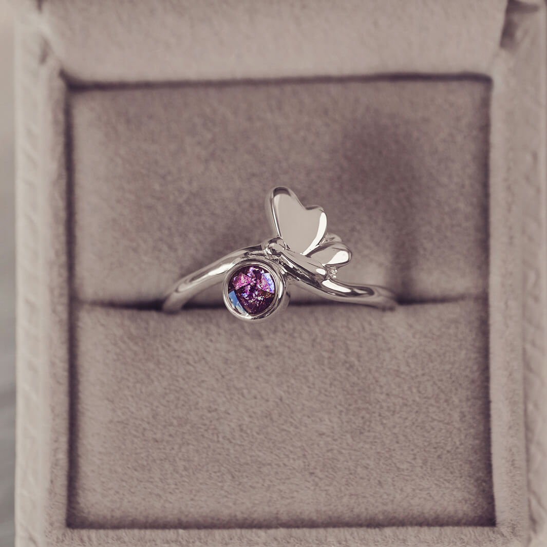 Cremation Ashes Butterfly Ring