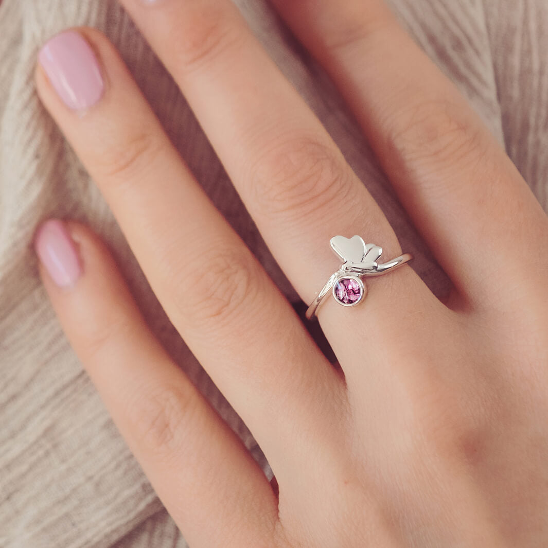 Cremation Ashes Butterfly Ring
