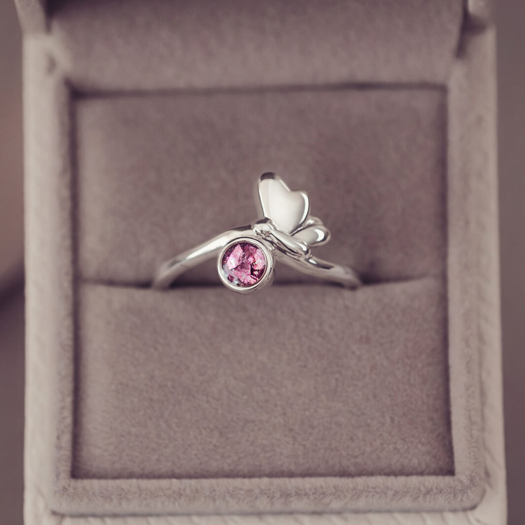 Cremation Ashes Butterfly Ring