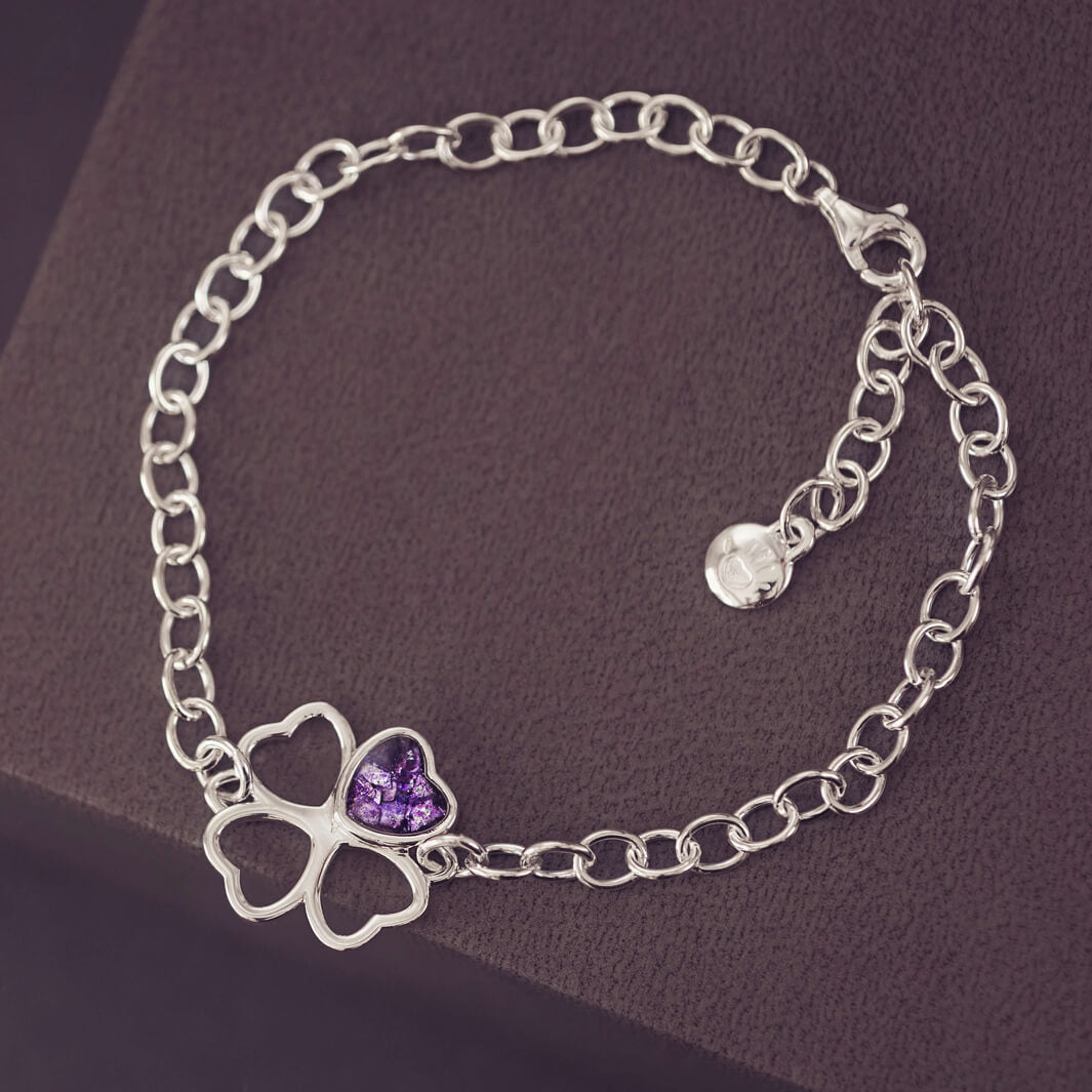 Cremation Ashes Clover Heart Bracelet