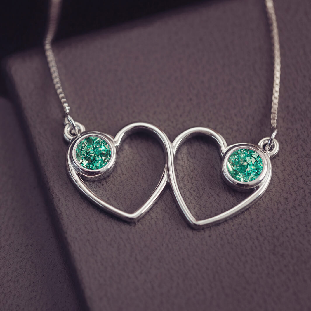 Cremation Ashes Double Infinity Heart Necklace