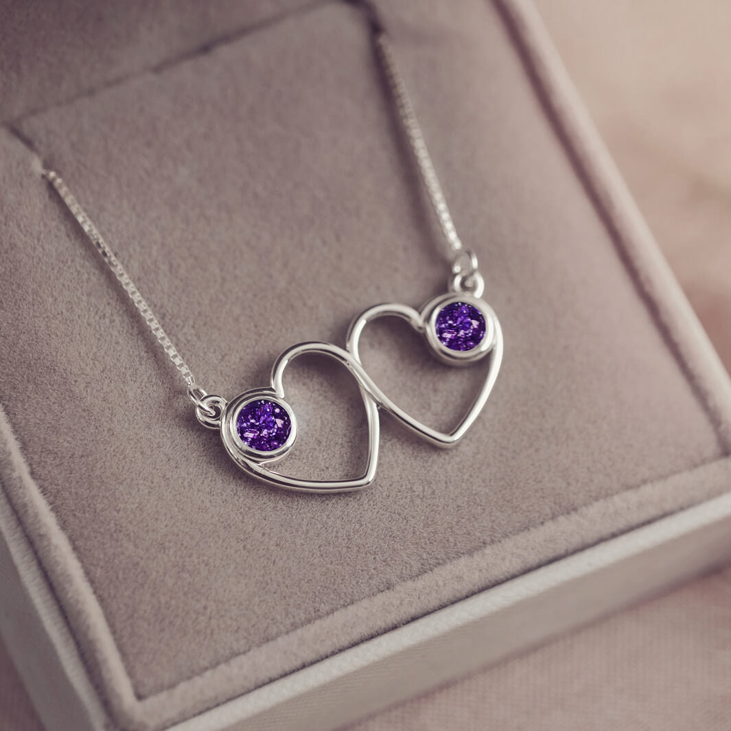 Cremation Ashes Double Infinity Heart Necklace