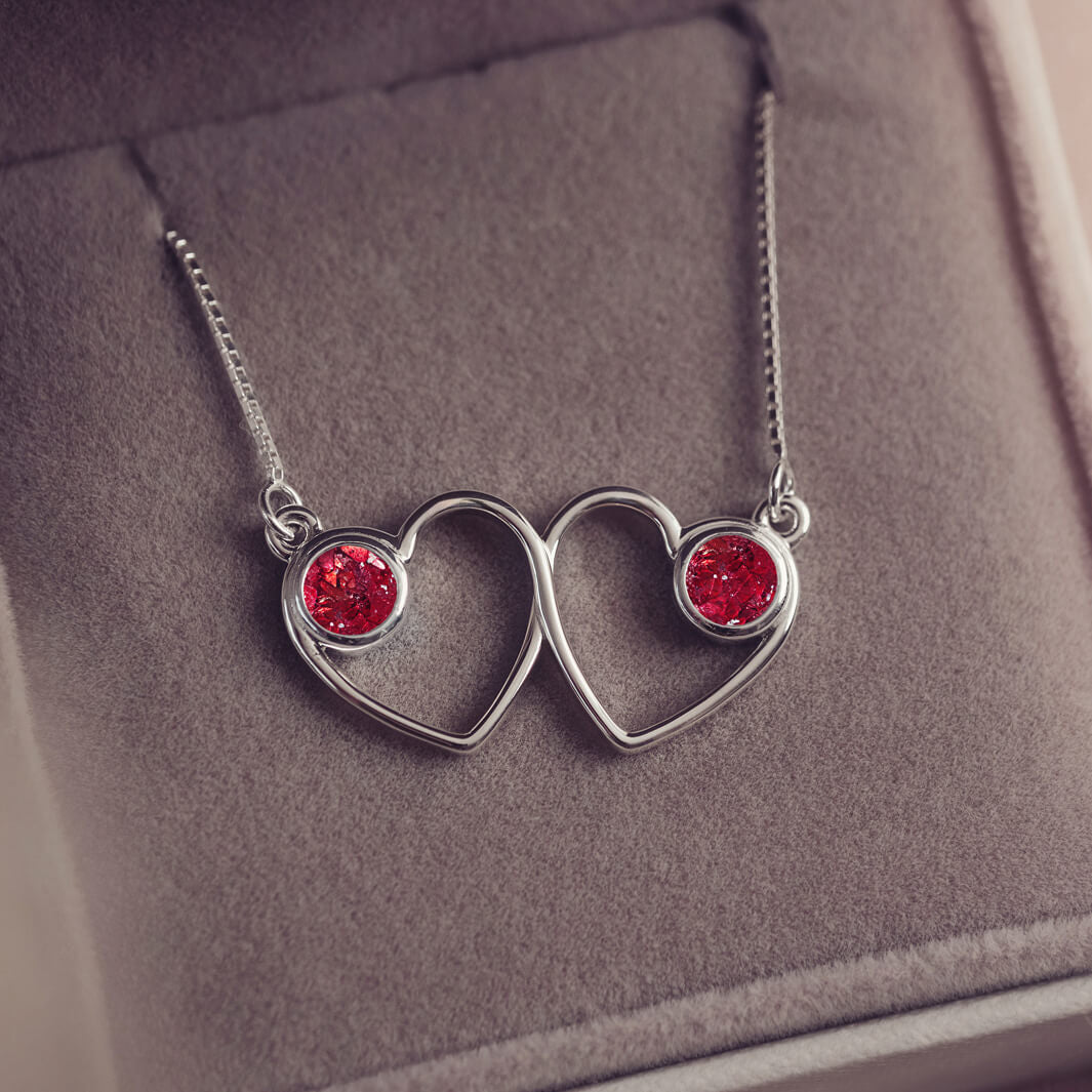 Cremation Ashes Double Infinity Heart Necklace