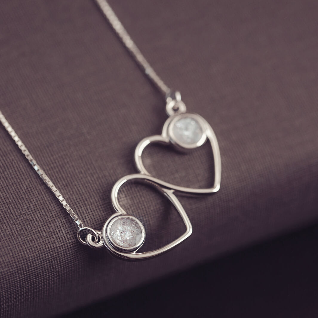 Cremation Ashes Double Infinity Heart Necklace