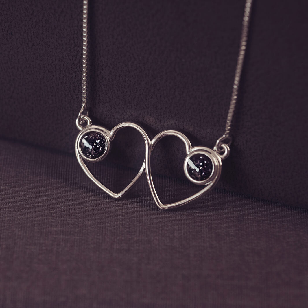 Cremation Ashes Double Infinity Heart Necklace