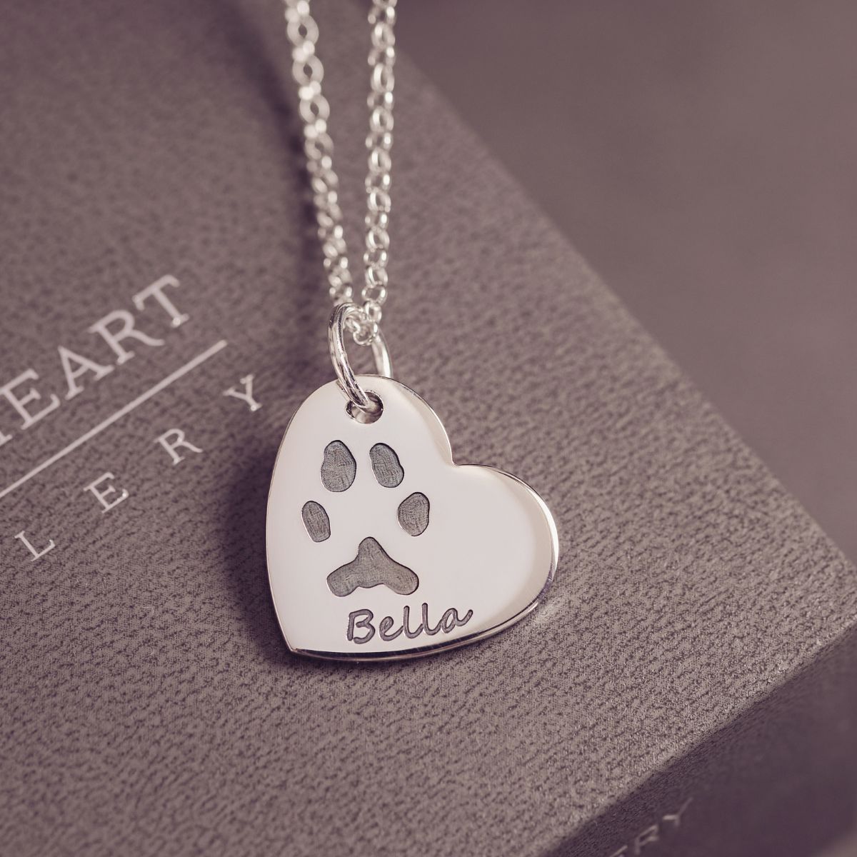 Pawprint Large Heart Necklace, One Print And Name