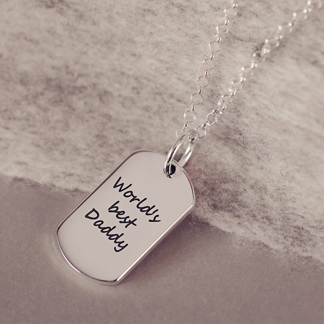 Handprint Or Footprint Dog Tag Necklace, One Print And One Name