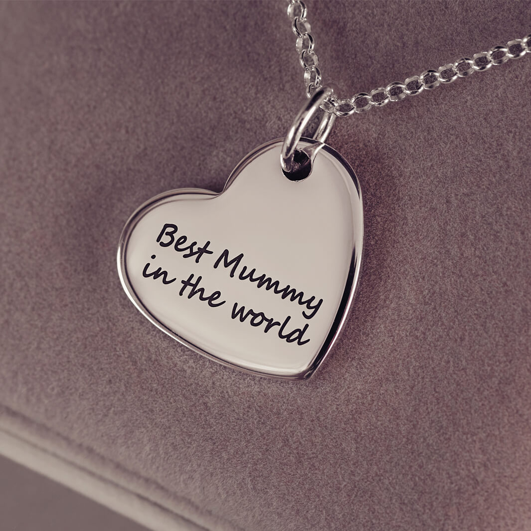 Handprint Or Footprint Large Heart Necklace, Two Prints And One Name