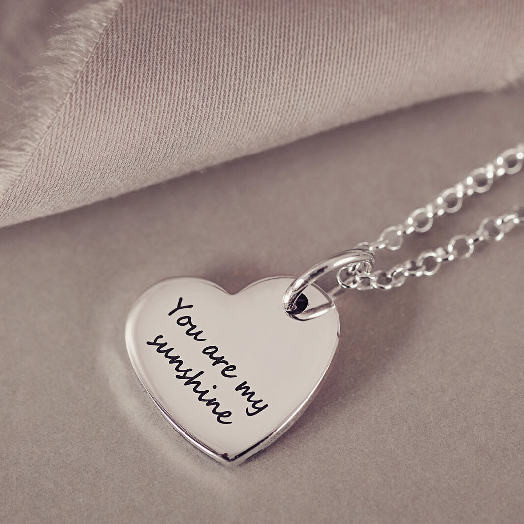 Pawprint Large Heart Necklace, Two Prints And Names