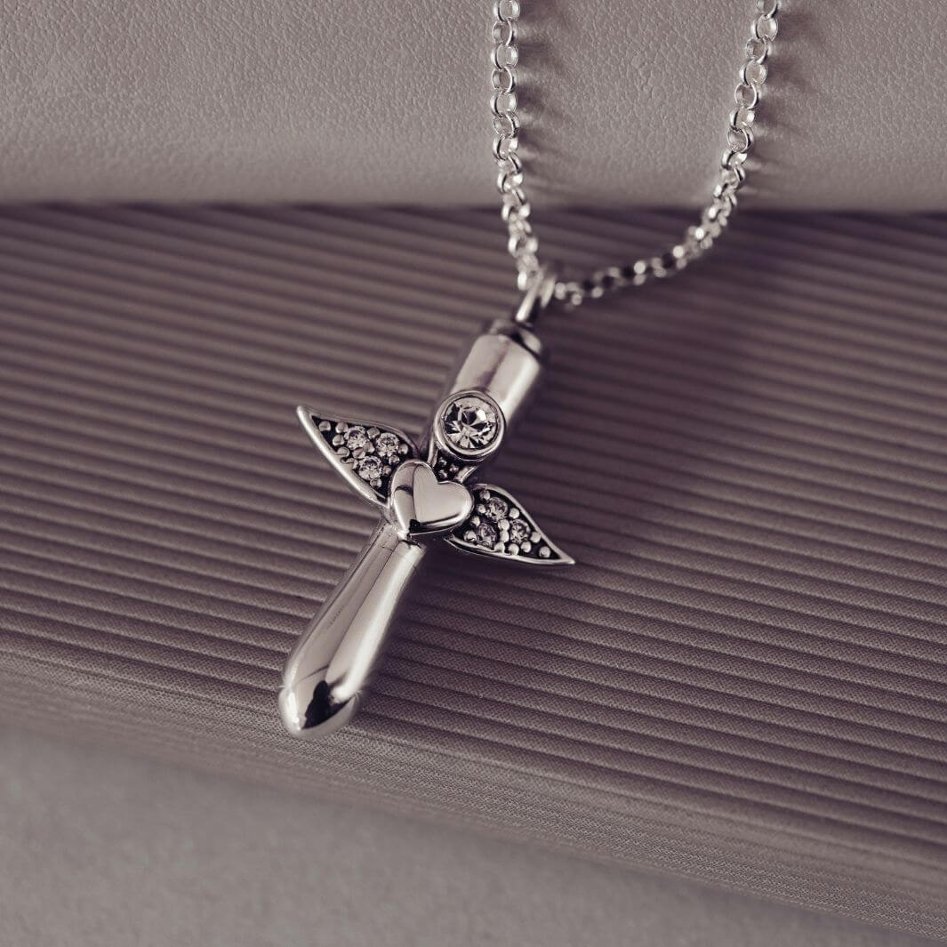 Angel Wing Ashes Urn Locket Necklace