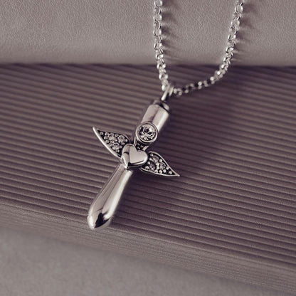 Angel Wing Ashes Urn Locket Necklace