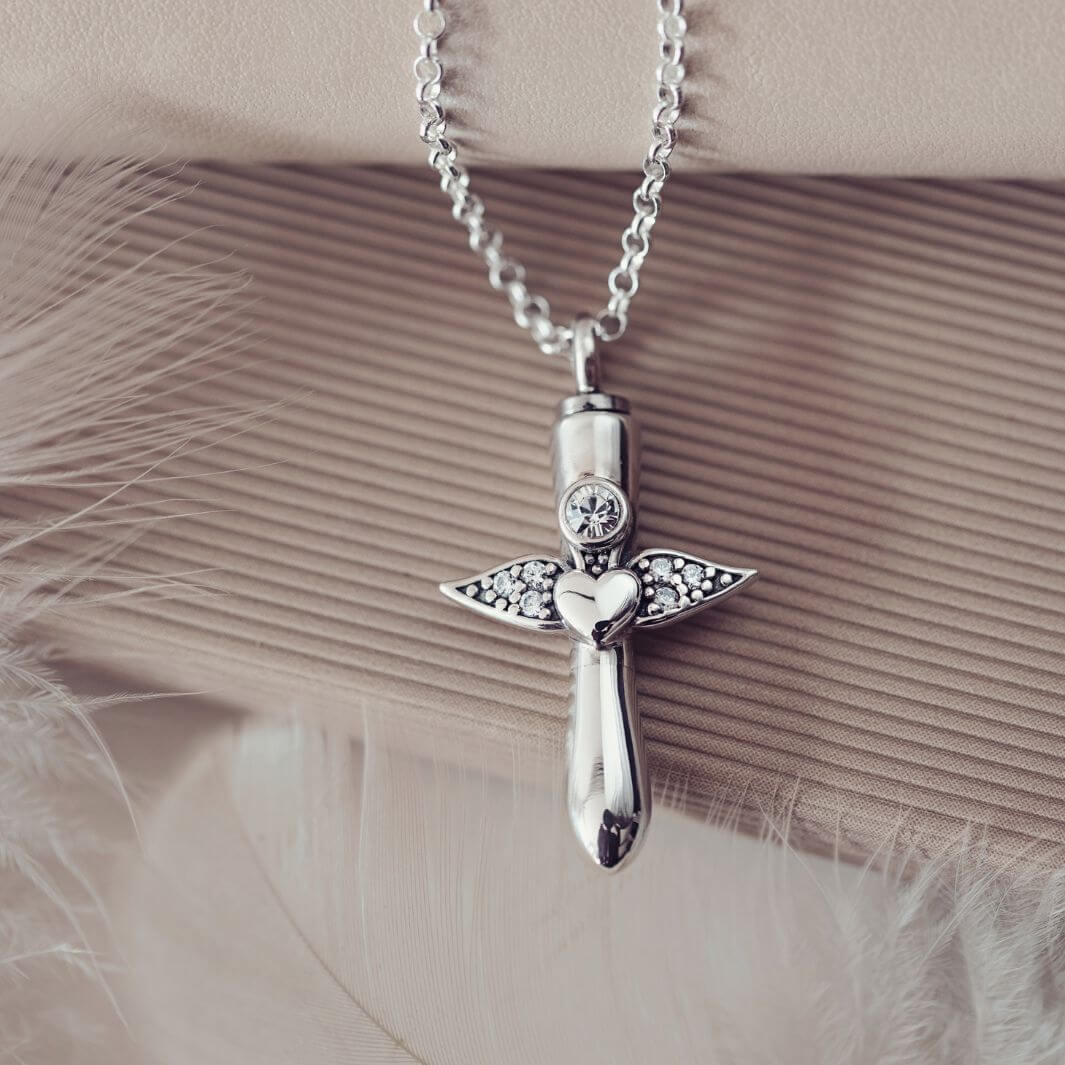 Angel Wing Ashes Urn Locket Necklace
