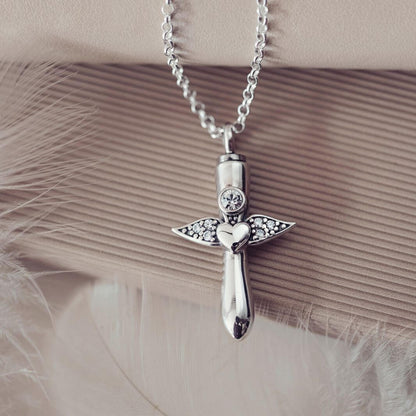 Angel Wing Ashes Urn Locket Necklace