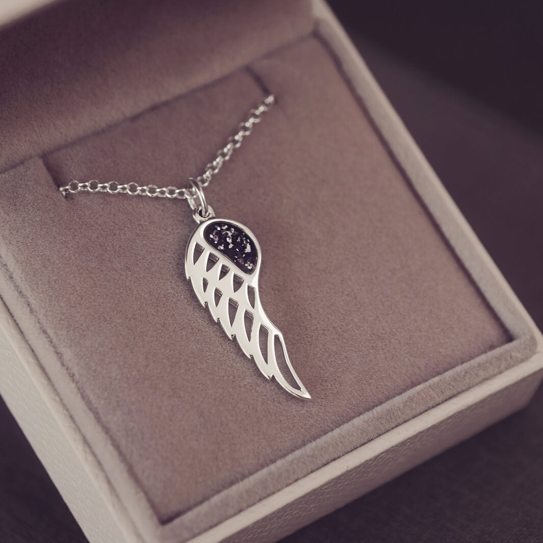 Cremation Ashes Angel Wing Necklace