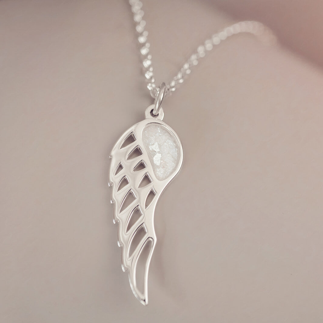 Cremation Ashes Angel Wing Necklace
