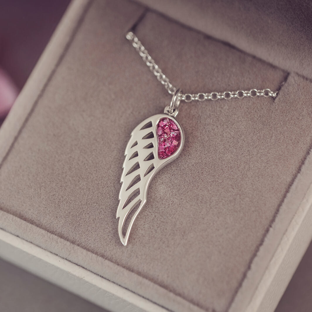 Cremation Ashes Angel Wing Necklace
