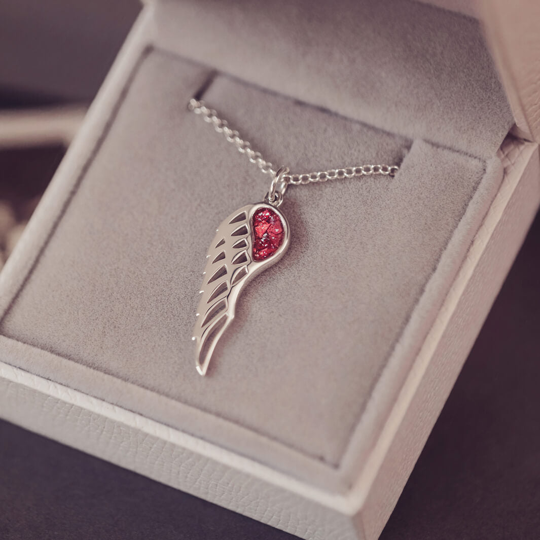 Cremation Ashes Angel Wing Necklace