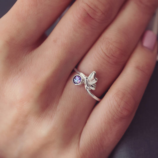 Cremation Ashes Butterfly Ring