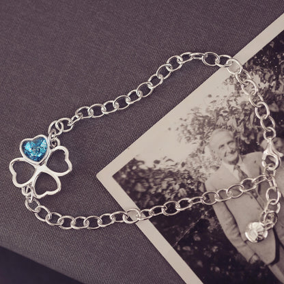 Cremation Ashes Clover Heart Bracelet