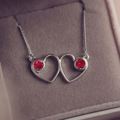 Cremation Ashes Double Infinity Heart Necklace