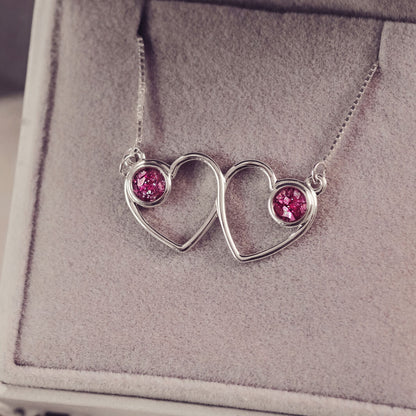 Cremation Ashes Double Infinity Heart Necklace