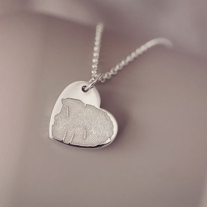 Personalised Fingerprint Large Heart Necklace