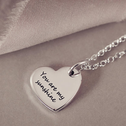 Handprint Or Footprint Large Heart Necklace, One Print And One Name